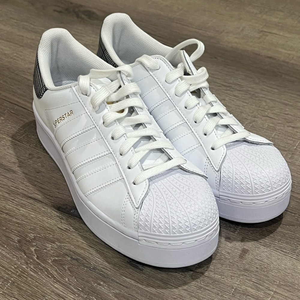 Brand New Size 9 New Adidas Superstar Bold Houndsooth Heel Print Sneaker Shoe